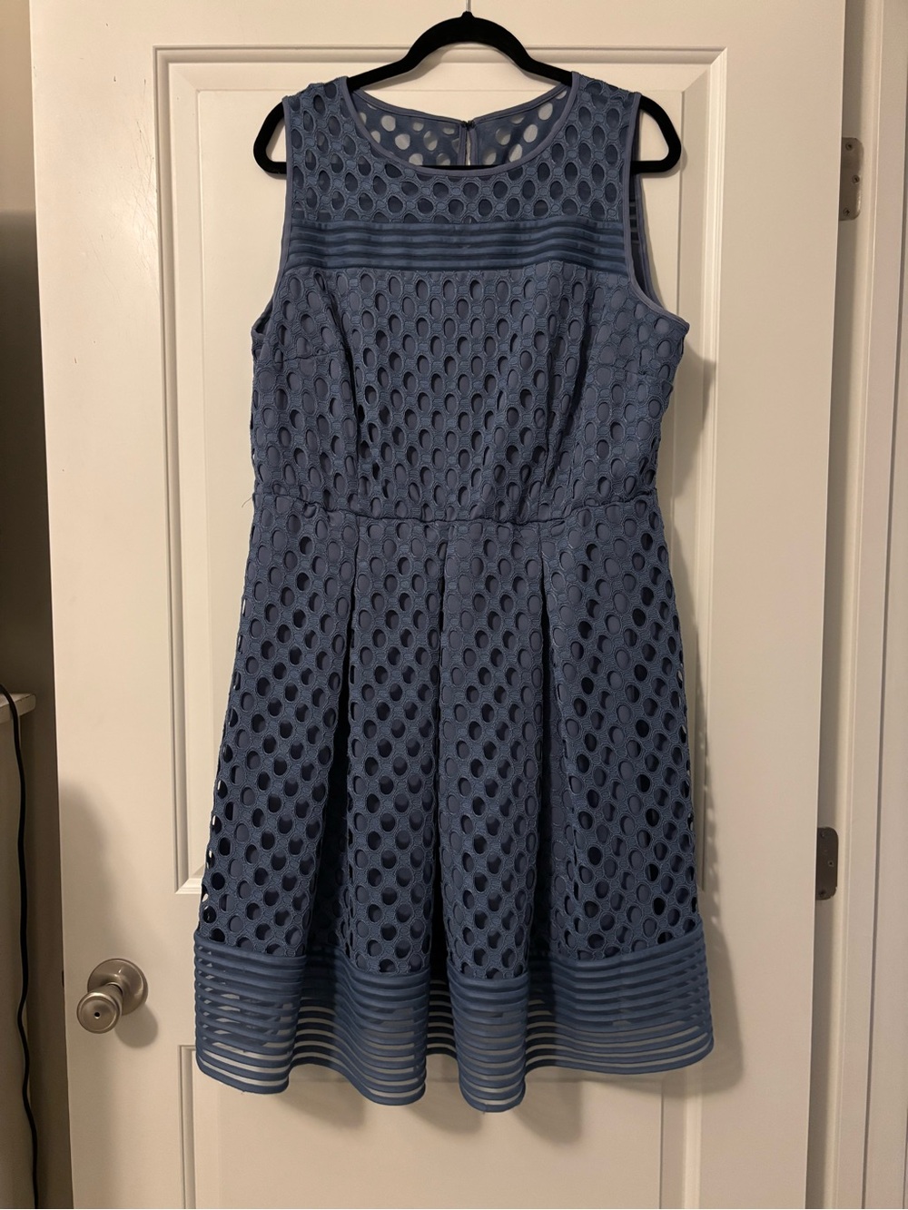 Lane Bryant Sleeveless Blue Eyelet Fit & Flare Dress